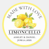 Wasserfarben Zitronen Hochzeit Liebe Limoncello Ge Runder Aufkleber (Vorderseite)
