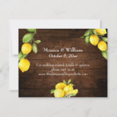 Wasserfarben-Zitronen Hochzeitsdetails über rustik Save The Date (Rückseite)