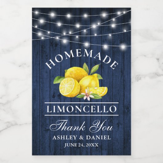 Wasserfarben Zitronen Holzleuchten Mini Flasche Et Weinetikett (Einzelnes Label)