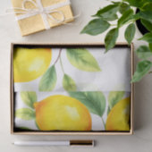 Wasserfarben-Zitronen mit grünen Blätter Seidenpapier (Geschenk)