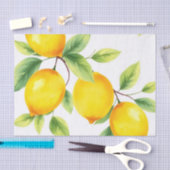 Wasserfarben-Zitronen mit grünen Blätter Seidenpapier (Handwerk)