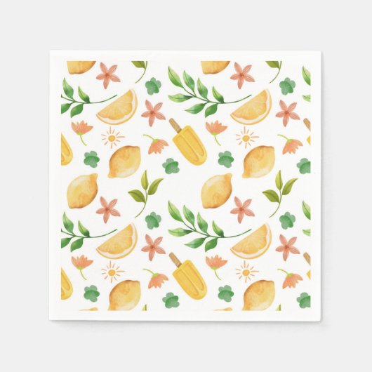 Wasserfarben Zitronen & Popsicles Napkins - hell Serviette (Vorderseite)