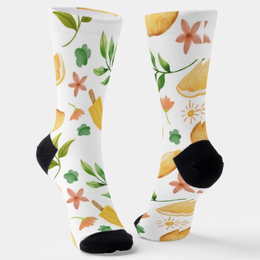 Wasserfarben-Zitronen & Popsicles-Socken - Spaß So Socken (Gewinkelt)