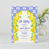 Wasserfarben Zitronen Positano Amalfi Kinderdusche Einladung (Stehend Vorderseite)