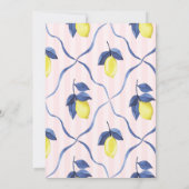 Wasserfarben Zitronen Rosa Streifen Babydusche Einladung (Rückseite)