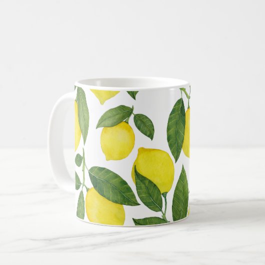 Wasserfarben-Zitronen: Sommerfruchtmuster Kaffeetasse (Vorderseite Links)