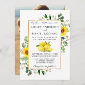 Wasserfarben Zitronen Sonnenblumen Foto Zurück Hoc Einladung (Vorne/Hinten)