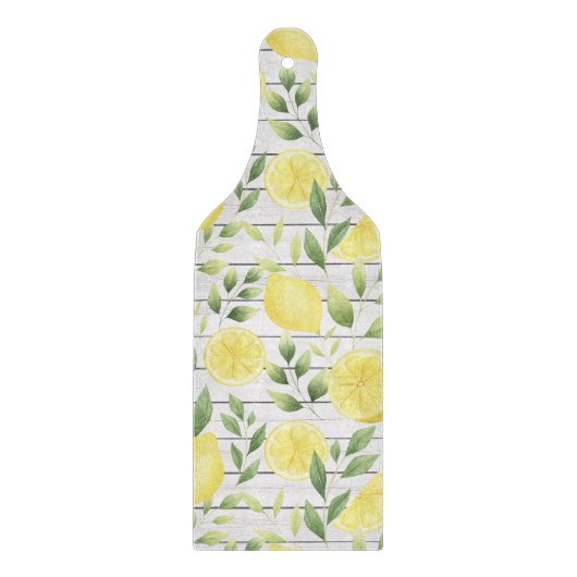 Wasserfarben-Zitronen und Barnwood Schneidebrett (Vorderseite)