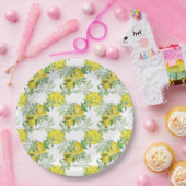 Wasserfarben-Zitronen und -Blätter Papierplatte Pappteller (Party)