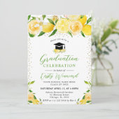 Wasserfarben-Zitronen und Blume Abschluss Einladung (Stehend Vorderseite)