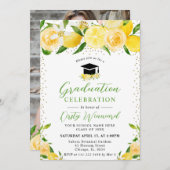 Wasserfarben-Zitronen und Blume Abschluss Einladung (Vorne/Hinten)