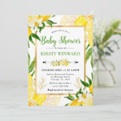 Wasserfarben-Zitronen und Blume Kinderdusche Einladung (Stehend Vorderseite)