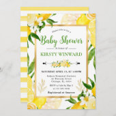 Wasserfarben-Zitronen und Blume Kinderdusche Einladung (Vorne/Hinten)