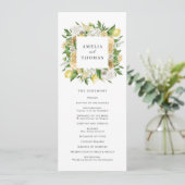 Wasserfarben-Zitronen und Blume Sommerhochzeit Programm (Stehend Vorderseite)