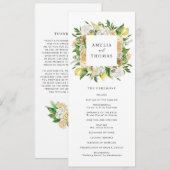 Wasserfarben-Zitronen und Blume Sommerhochzeit Programm (Vorne/Hinten)