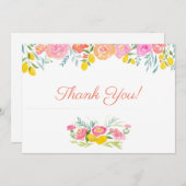 Wasserfarben Zitronen und Blume Vielen Dank Dankeskarte (Vorne/Hinten)