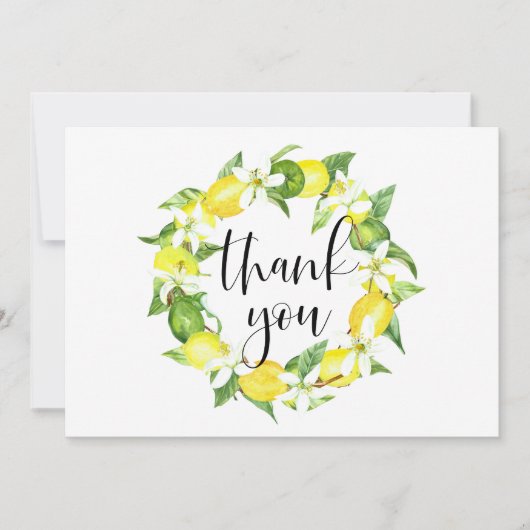 Wasserfarben-Zitronen und Blütenblumenzeremonie Dankeskarte (Vorderseite)