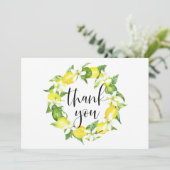 Wasserfarben-Zitronen und Blütenblumenzeremonie Dankeskarte (Stehend Vorderseite)