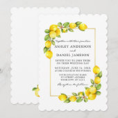 Wasserfarben-Zitronen und Grüne Hochzeit Einladung (Vorne/Hinten)