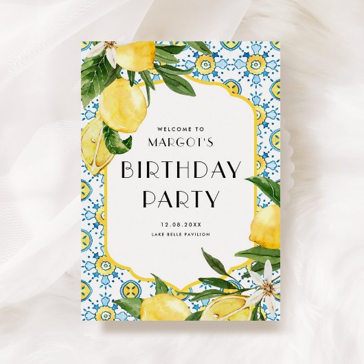 Wasserfarben-Zitronen und marokkanische Fliesen zu Poster