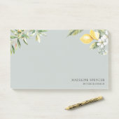 Wasserfarben Zitronen und Olive Sage Green Post-it Klebezettel (Auf Schreibtisch)