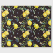 Wasserfarben-Zitronen und Olivenzweige nahtlos Geschenkpapier (Flach)