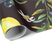Wasserfarben-Zitronen und Olivenzweige nahtlos Geschenkpapier (Rolleneckpunkt)