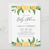 Wasserfarben-Zitronen und Orangen-Sommer-Babydusch Einladung (Vorderseite)