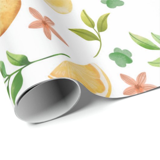 Wasserfarben-Zitronen und Sommerpopulationen Geschenkpapier (Rolleneckpunkt)
