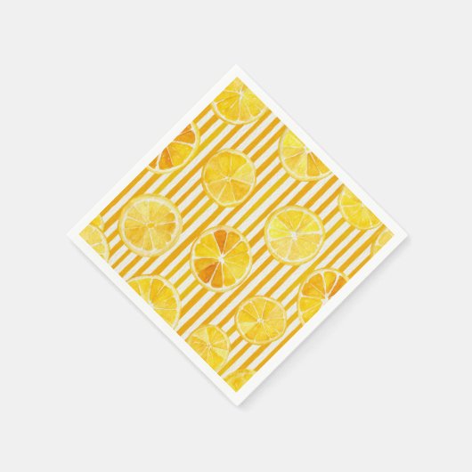 Wasserfarben-Zitronen und Streifen Serviette (Ecke)