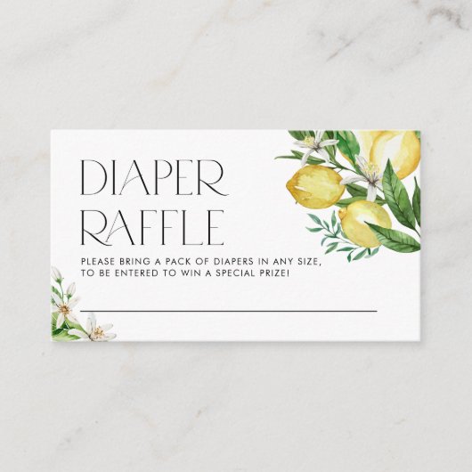 Wasserfarben-Zitronen- und Zitronenblüten-Windeln- Begleitkarte (Vorderseite)