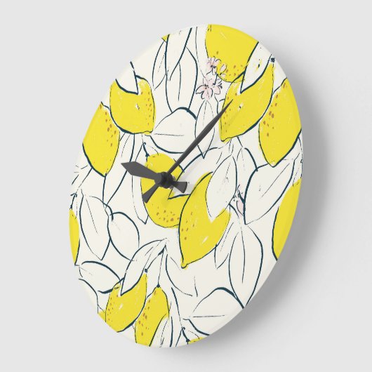 Wasserfarben-Zitronen-Zitronen Nahtloses Muster Große Wanduhr (Winkel)
