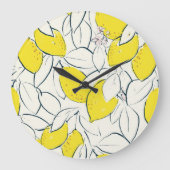 Wasserfarben-Zitronen-Zitronen Nahtloses Muster Große Wanduhr (Vorderseite)