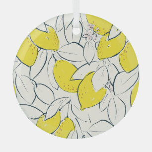 Wasserfarben-Zitronen-Zitronen Nahtloses Muster Ornament Aus Glas