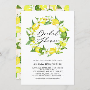 Wasserfarben-Zitronenblüten Brautparty Einladung