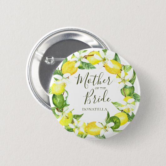 Wasserfarben-Zitronenfeuertraum Mutter der Brautdu Button (Vorne & Hinten)