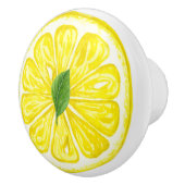 Wasserfarben Zitronenfrucht Slice mit Zitronenleaf Keramikknauf (Rechts)