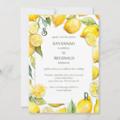 Wasserfarben Zitronenfrüchte Moderne Monogramm Hoc Einladung (Vorderseite)