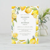 Wasserfarben Zitronenfrüchte Moderne Monogramm Hoc Einladung (Stehend Vorderseite)