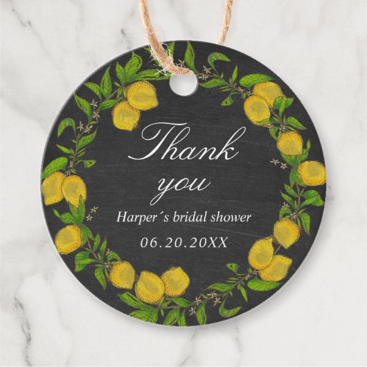 Wasserfarben Zitronenkreidewand Dankeschön an das Geschenkanhänger (Vorderseite)