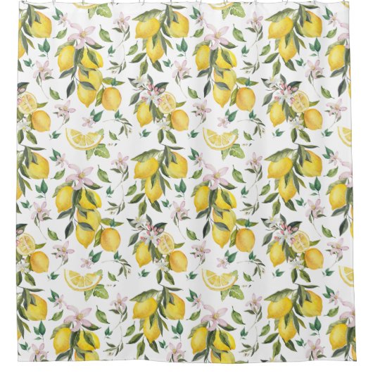 Wasserfarben-Zitronenmuster Duschvorhang (Vorderseite)