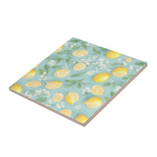 Wasserfarben-Zitronenmuster Fliese (Seite)