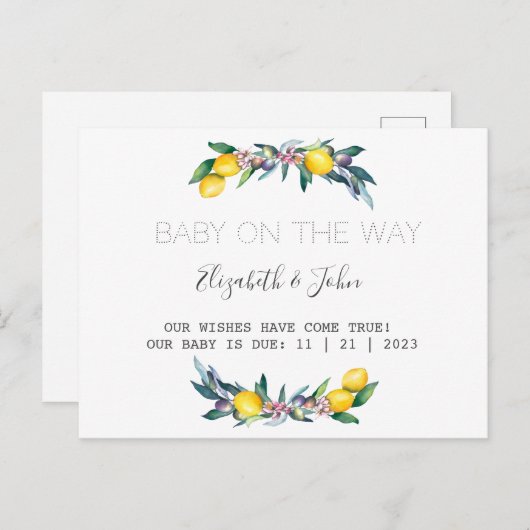 Wasserfarben-Zitronenöle Ankündigungspostkarte (Vorne/Hinten)