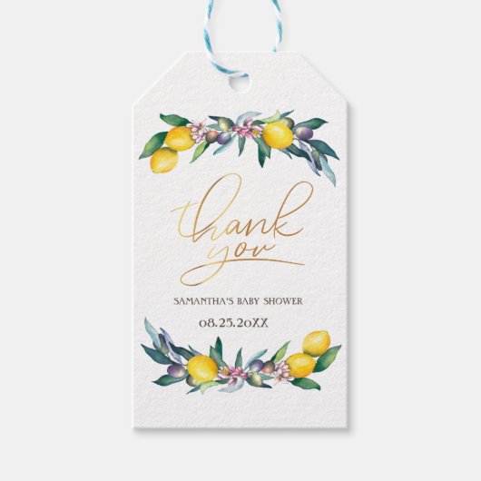 Wasserfarben-Zitronenöle Geschenkanhänger (Vorderseite)