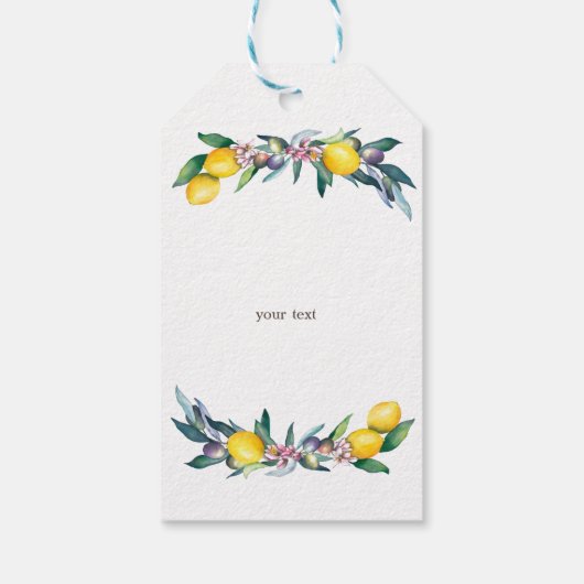 Wasserfarben-Zitronenöle Geschenkanhänger (Rückseite)