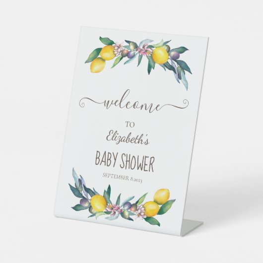 Wasserfarben-Zitronenöle Sockelschild (Vorderseite)