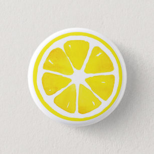Wasserfarben-Zitronenscheibe Button