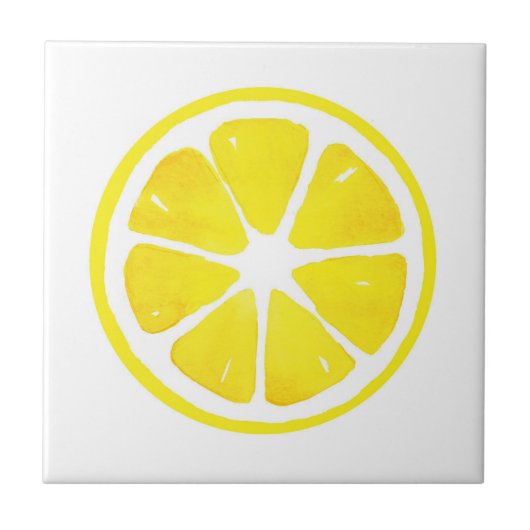 Wasserfarben-Zitronenscheibe Fliese (Vorderseite)
