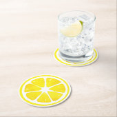 Wasserfarben-Zitronenscheibe Runder Pappuntersetzer (Vor Ort)