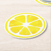 Wasserfarben-Zitronenscheibe Runder Pappuntersetzer (Angewinkelt)